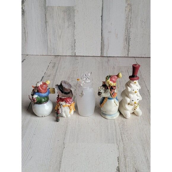 Snowman family stack variety read ornament Xmas set happy - Picture 10 of 12